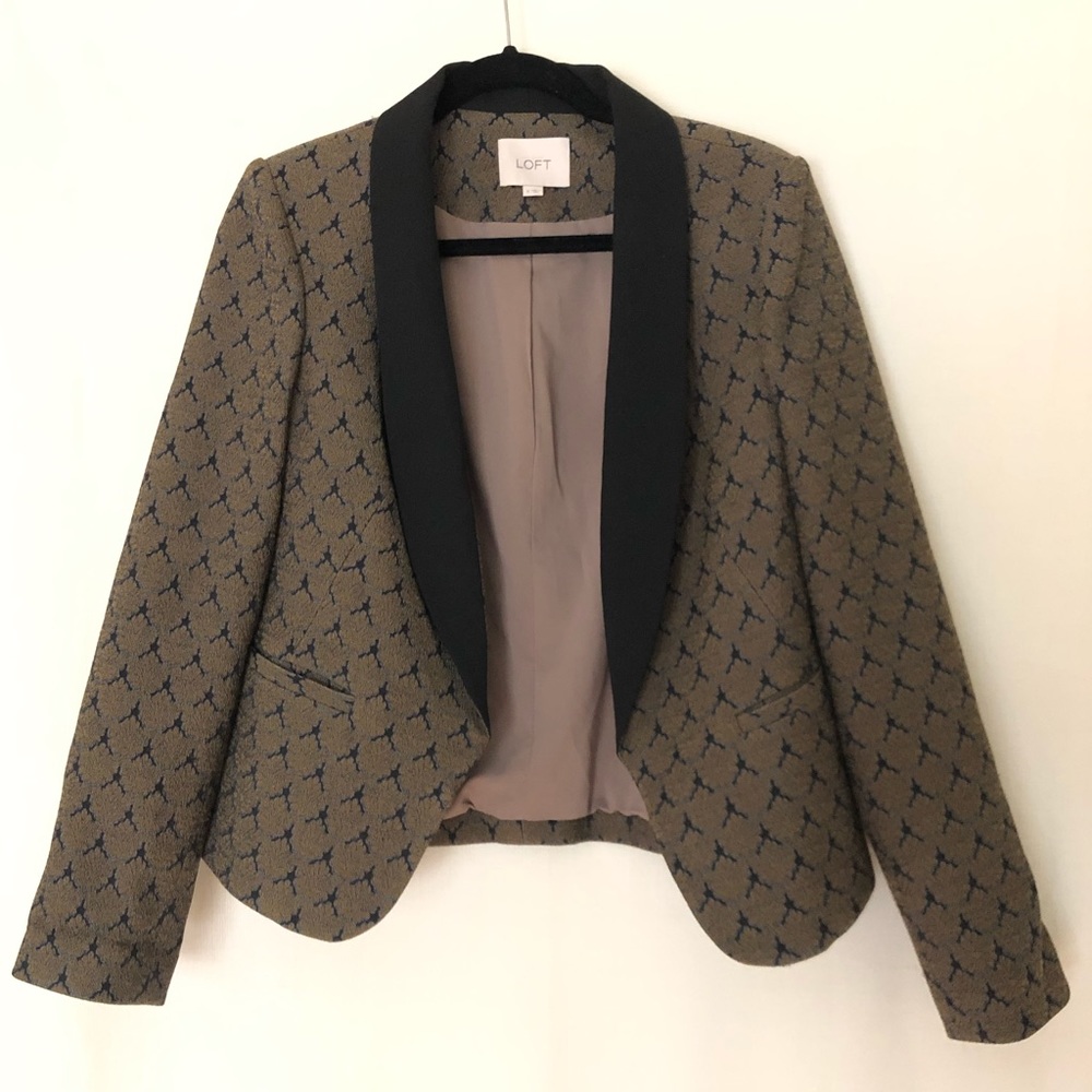 LOFT Open Front Tuxedo Style Textured Blazer